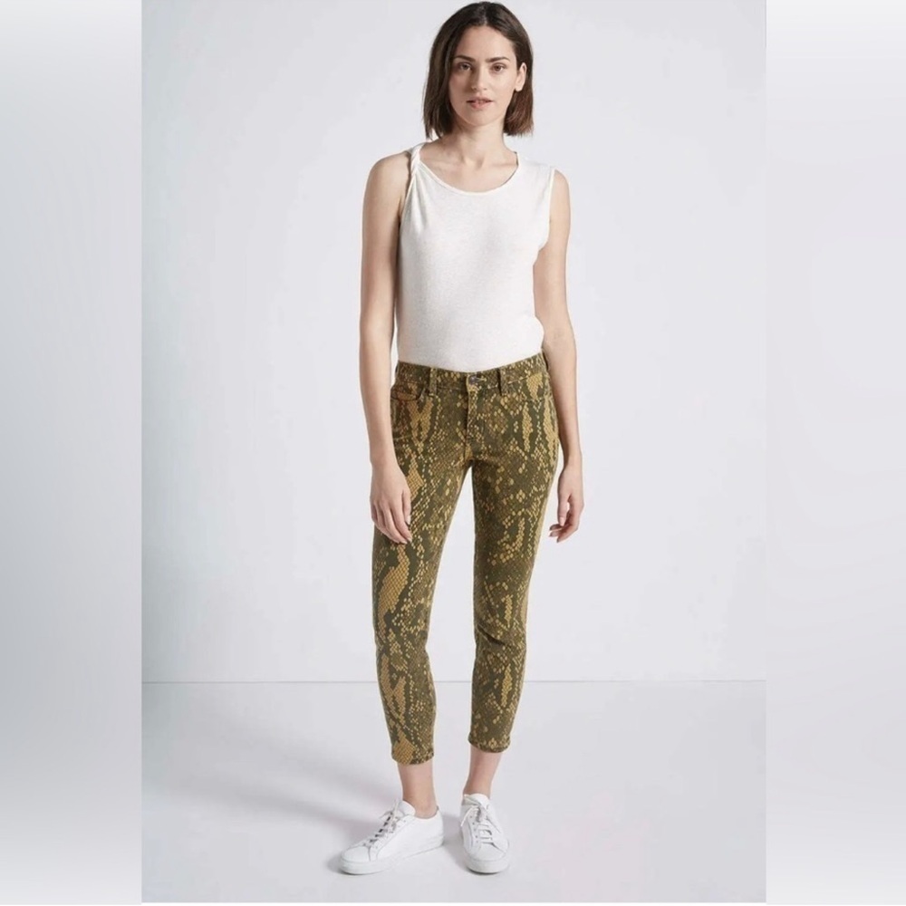 Current Elliott The Stiletto Jeans Burmese Python Yellow Snakeskin Print
